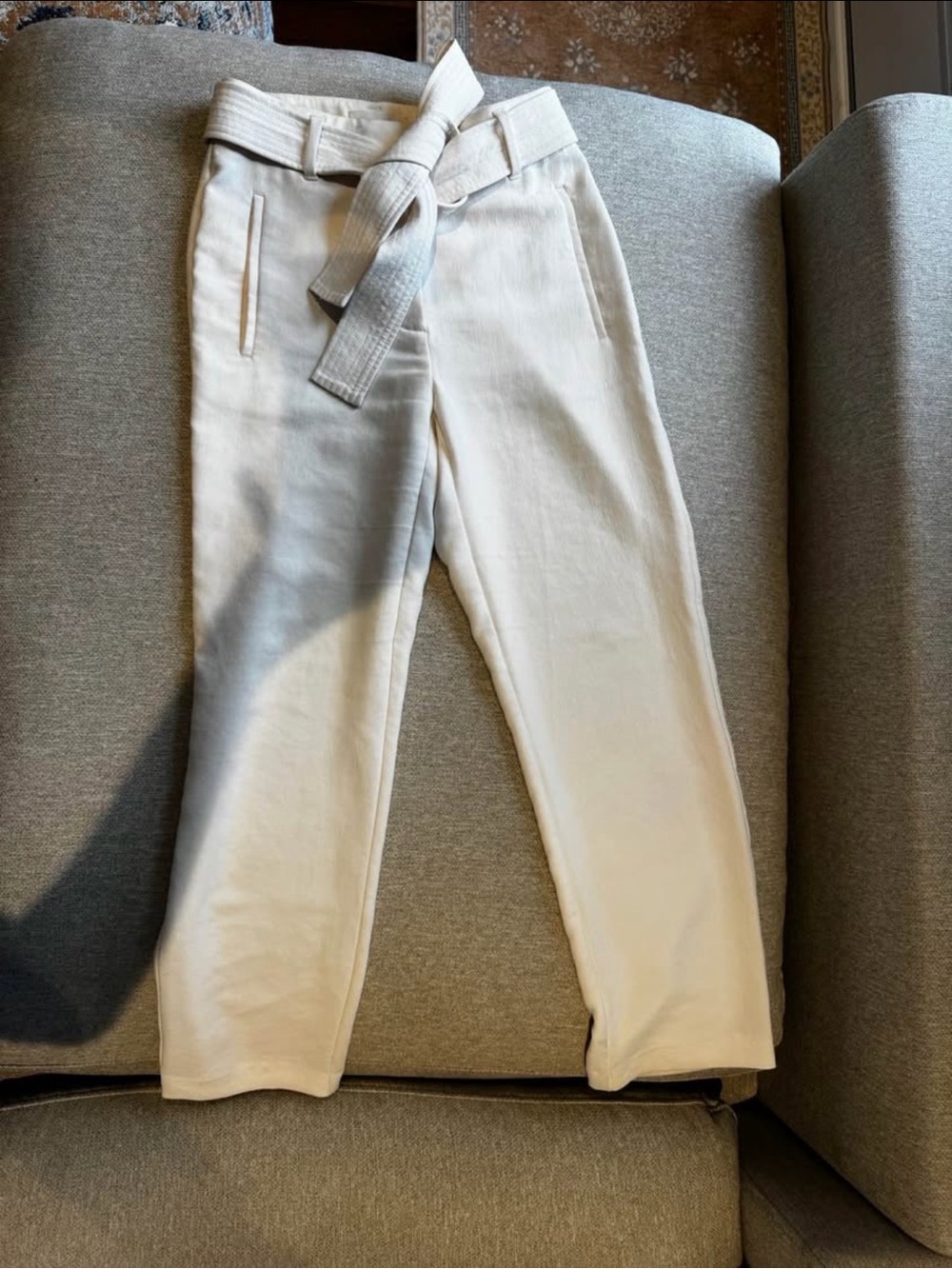 Wilfred Cream Belted Tapered Pants